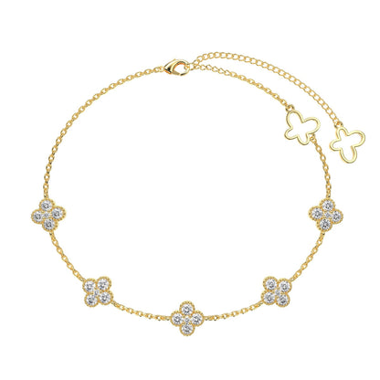 [Clover Jewelery]Four-Leaf Clover Hollow Butterfly Bracelet
