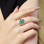 [Clover Jewelry]四つ葉のクローバー八芒星リング