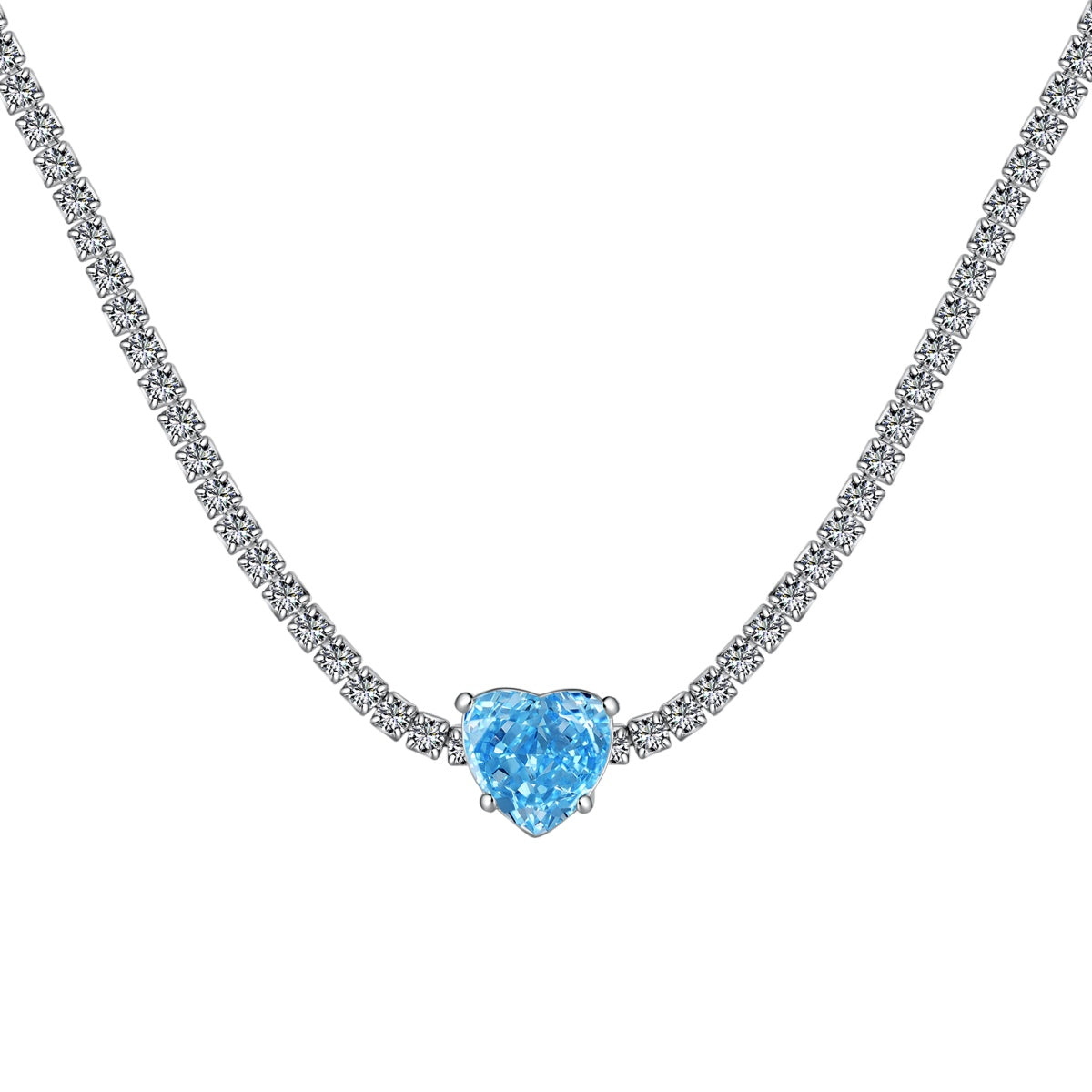 [Clover Jewelery]2.0 Carat Sparkling Tennis Heart Cut Necklace