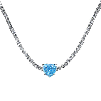 [Clover Jewelery]2.0 Carat Sparkling Tennis Heart Cut Necklace