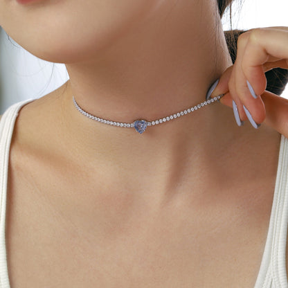 [Clover Jewelery]2.0 Carat Sparkling Tennis Heart Cut Necklace