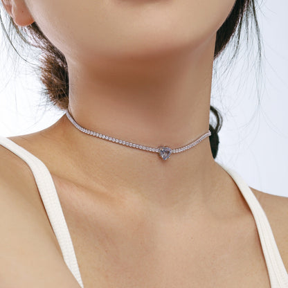 [Clover Jewelery]2.0 Carat Sparkling Tennis Heart Cut Necklace