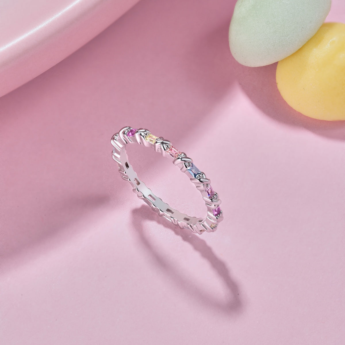 [Clover Jewelery]Charming Colorful Round Cut Daily Ring