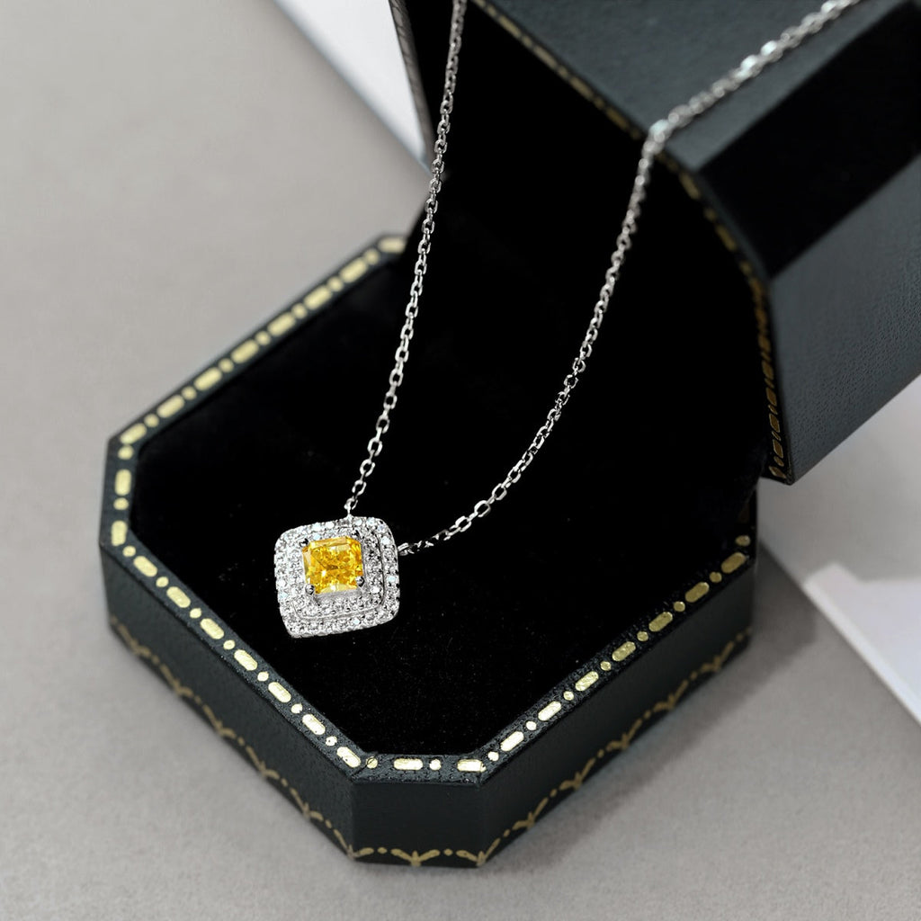 [Clover Jewelry]Funkelnde Asscher-Schliff Halskette