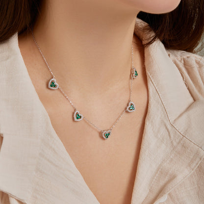 [Clover Jewelery]Sparkling Five Heart Necklace