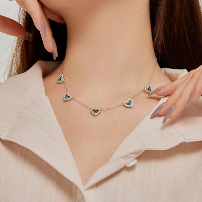[Clover Jewelery]Sparkling Five Heart Necklace