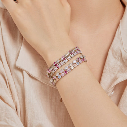 [Clover Jewelery]Delicate Colorful Emerald Cut Daily Bracelet