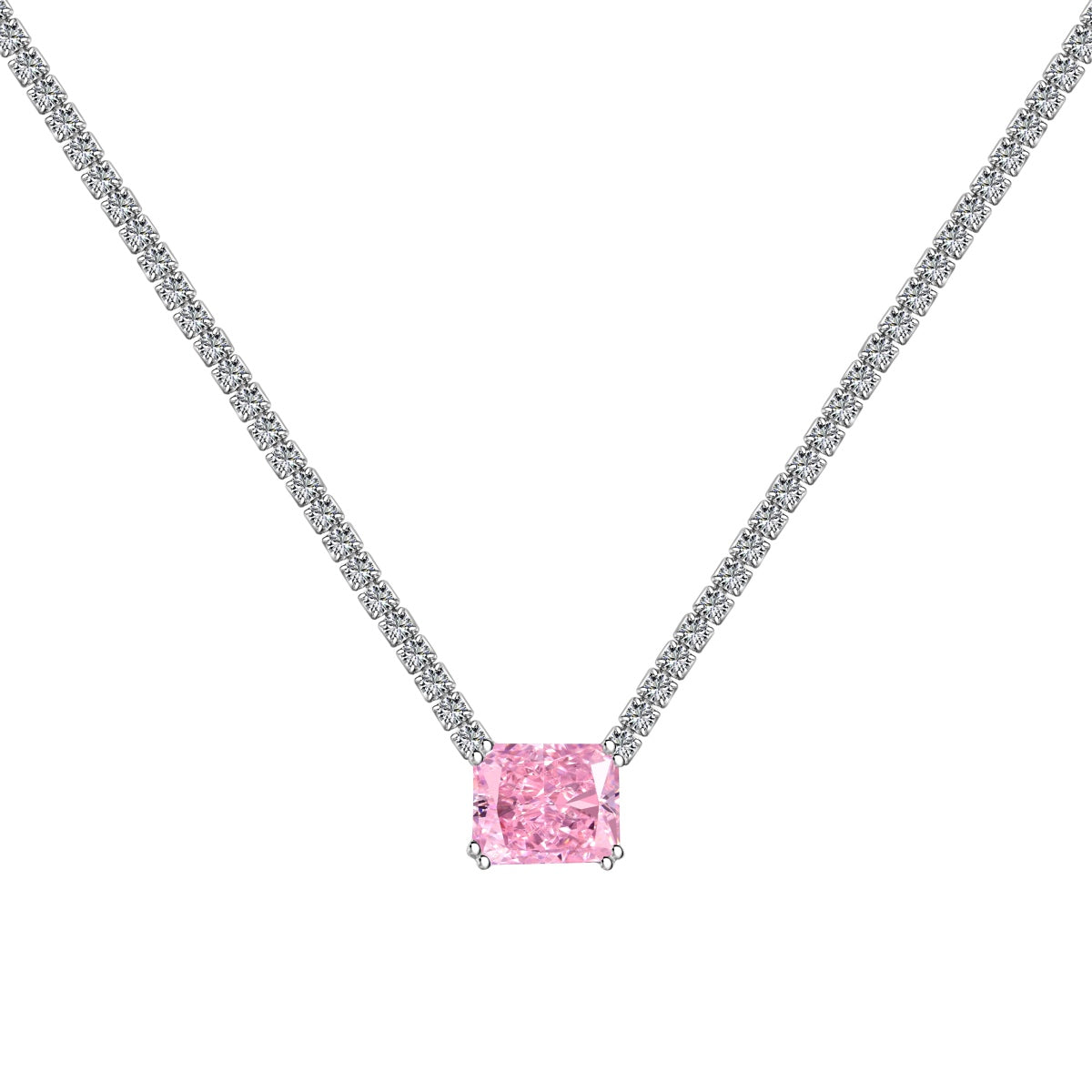 [Clover Jewelery]4.0 Carat Elegant Radiant Cut Necklace