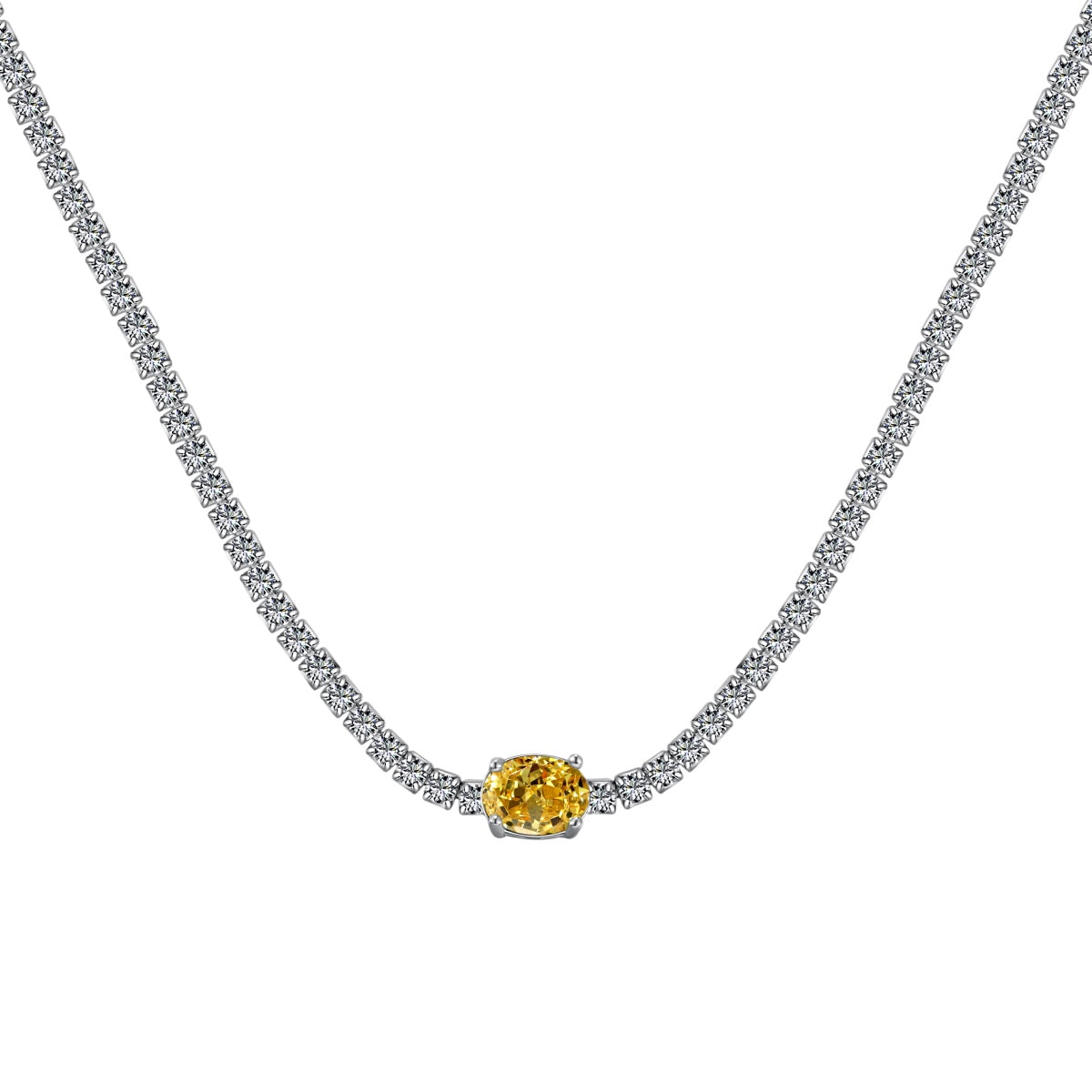 [Clover Jewelery]1.0 Carat Shining Oval Cut Necklace