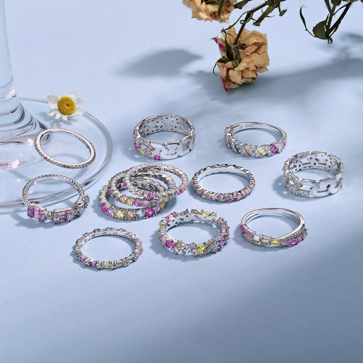 [Clover Jewelery]Dainty Ebullient Round Cut Daily Ring