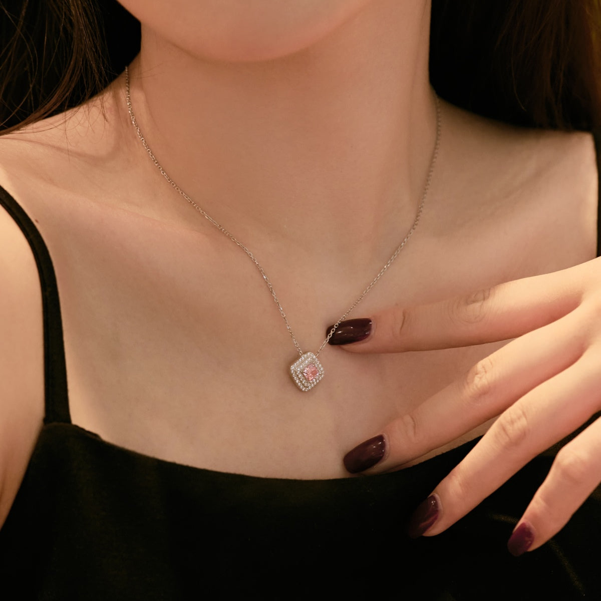 [Clover Jewelery]Sparkling Asscher Cut Necklace