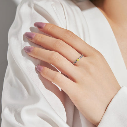 [Clover Jewelery]Sparkling Vibrant Round Shape Daily Ring