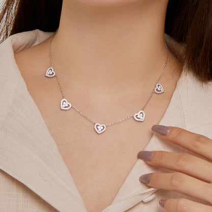 [Clover Jewelery]Sparkling Five Heart Necklace