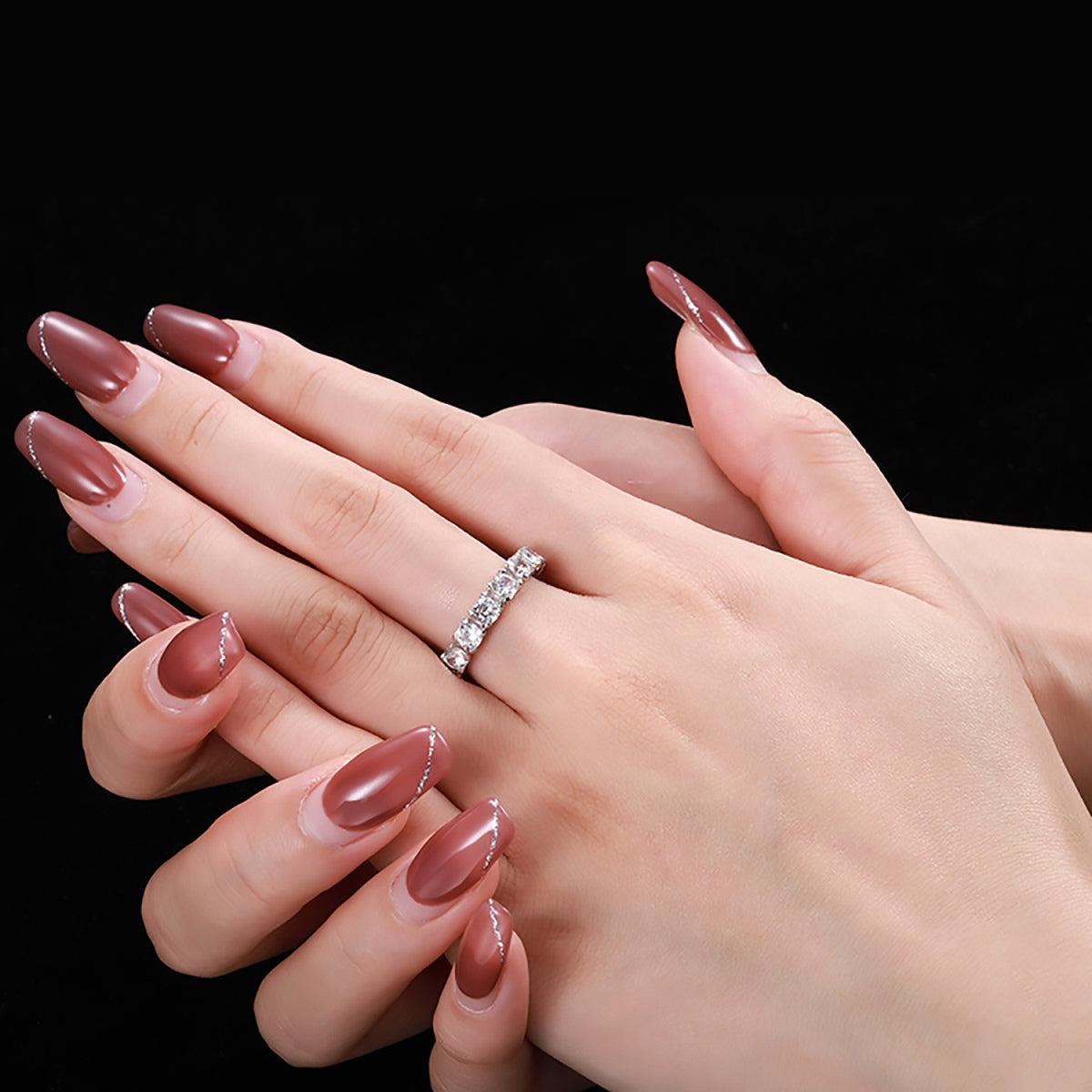 [Clover Jewelery]Eternity Round Cut Tennis Ring