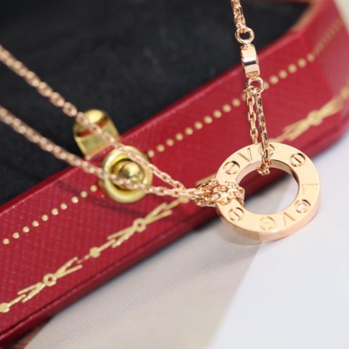 [Clover Jewelery]LOVE NECKLACE ADJUSTABLE ROSE GOLD 2 DIAMOND