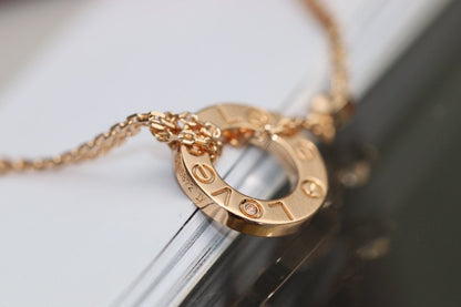 [Clover Jewelery]LOVE NECKLACE ADJUSTABLE ROSE GOLD 2 DIAMOND