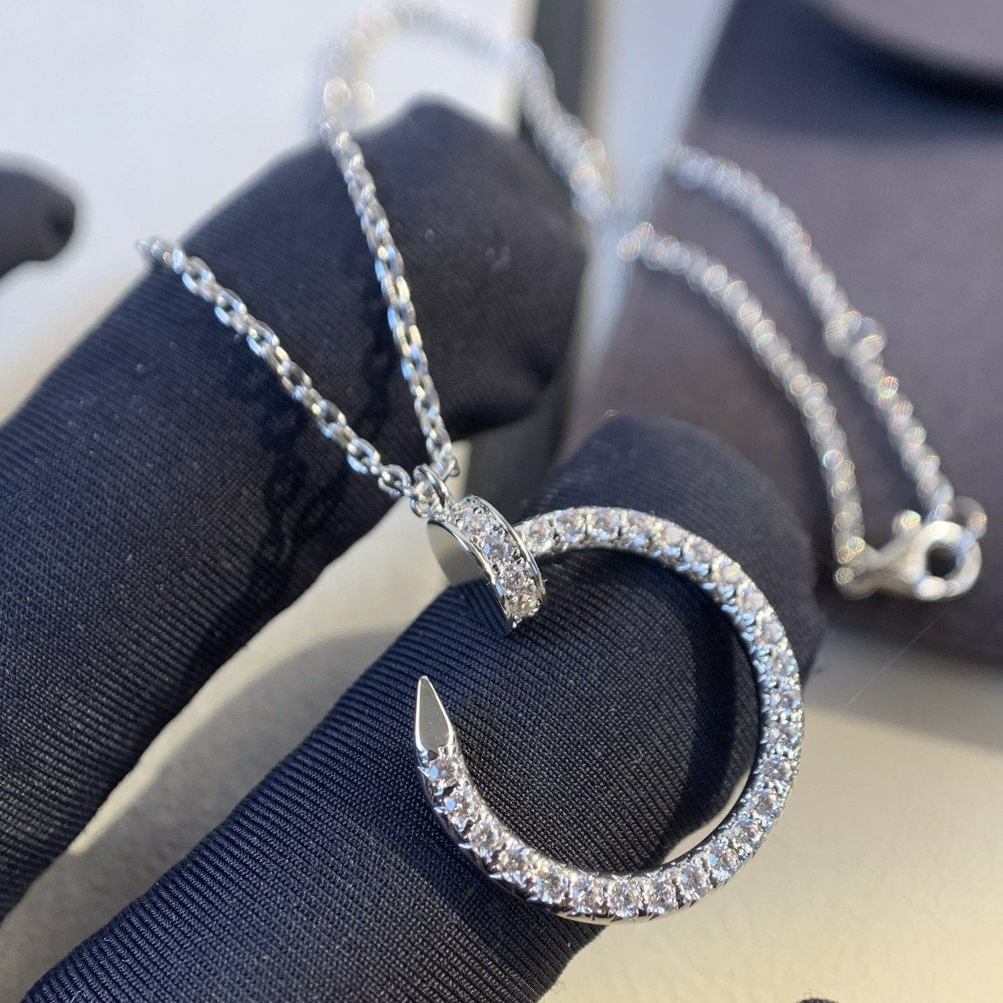 [Clover Jewelery]JUSTE NECKLACE SILVER DIAMONDS