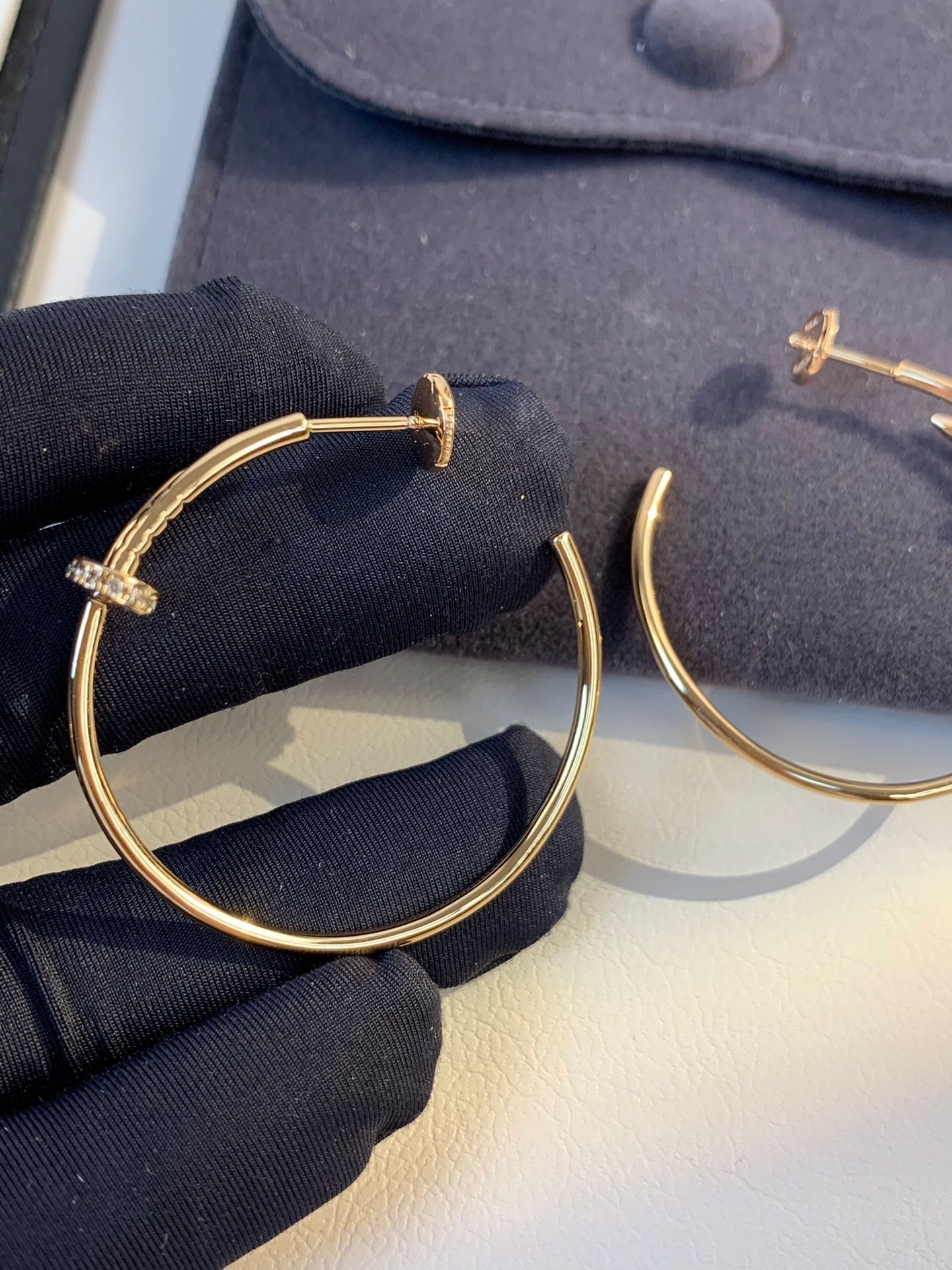 [Clover Jewelry]JUSTE EARRINGS GOLD DIAMONDS 1.8MM