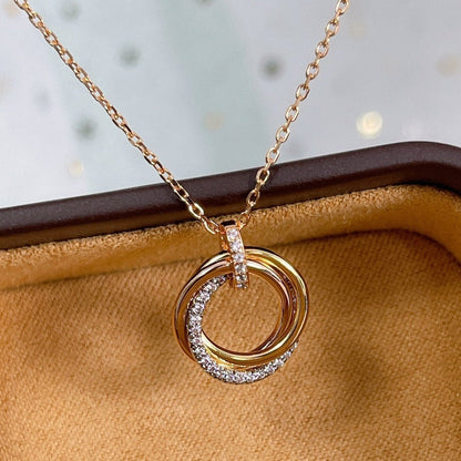 [Clover Jewelery]TRINITY NECKLACE SILVER GOLD PINK GOLD DIAMONDS