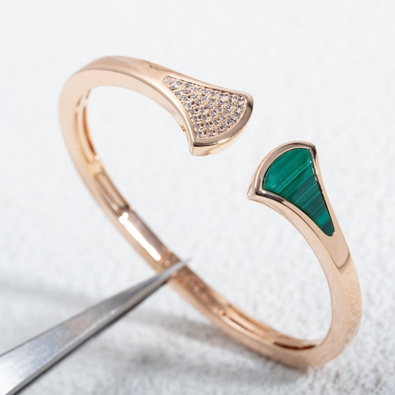 [Clover Jewellery] DREAM ARMBAND OFFEN MALACHIT ROTGOLD