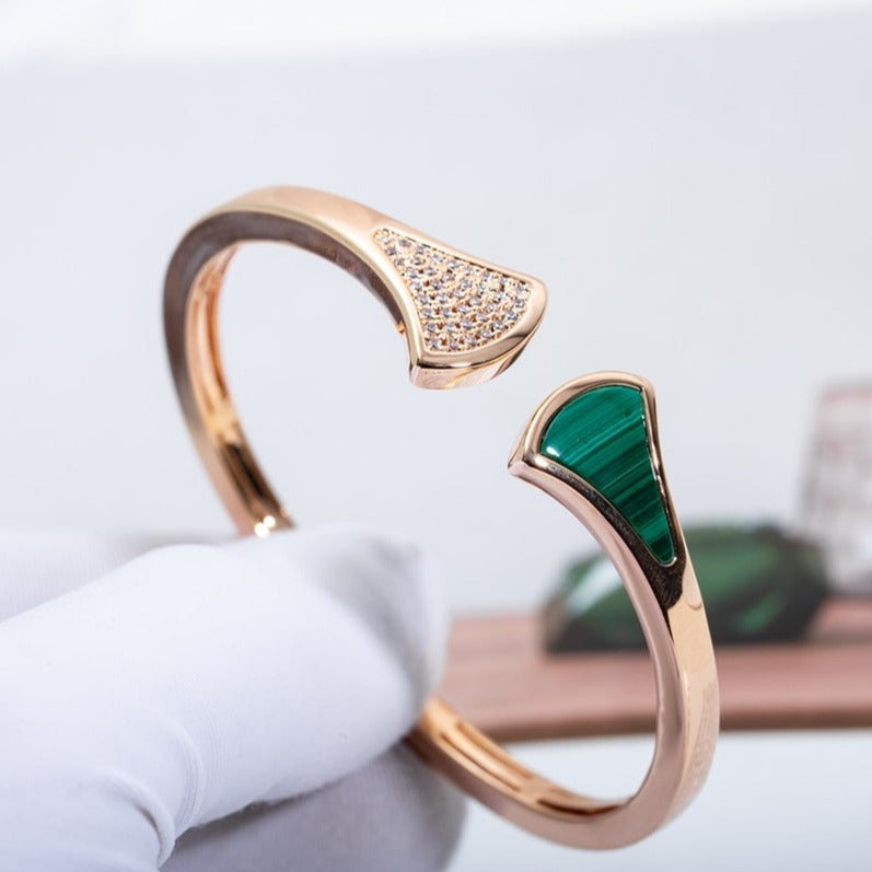 [Clover Jewelry]DREAM BRACELET OPEN MALACHITE PINK GOLD
