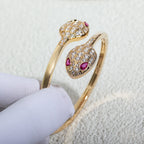 [Clover Jewelry]SERPENTI BRACELET PINK GOLD DIAMOND DOUBLE SNAKE