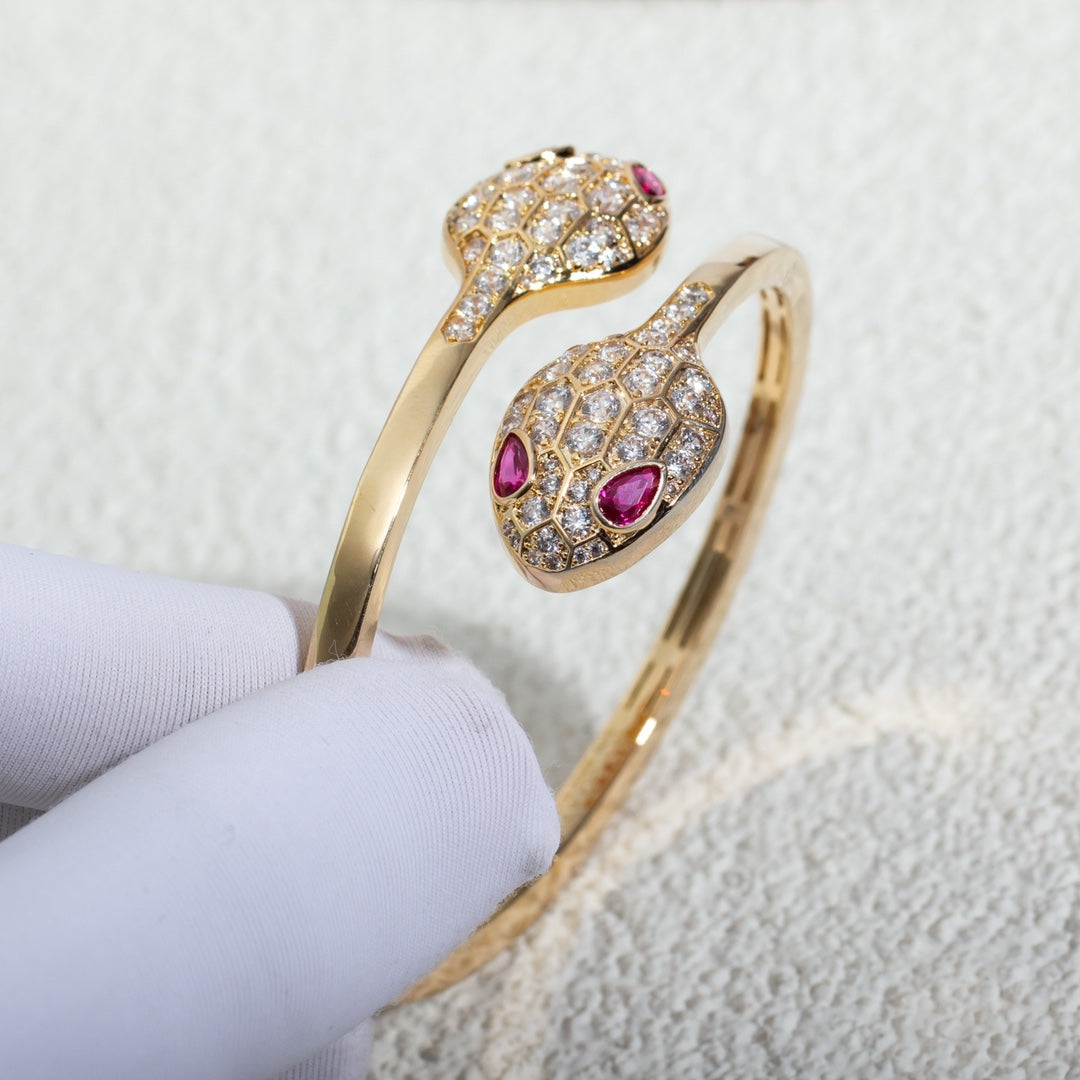 [Clover Jewelry]SERPENTI BRACELET PINK GOLD DIAMOND DOUBLE SNAKE