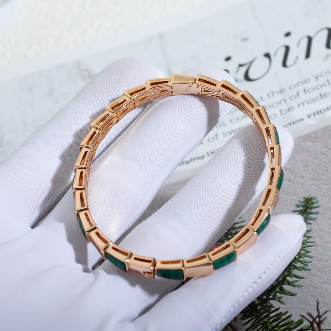 [Clover Jewelery]SERPENTI BRACELET PINK GOLD MALACHITE