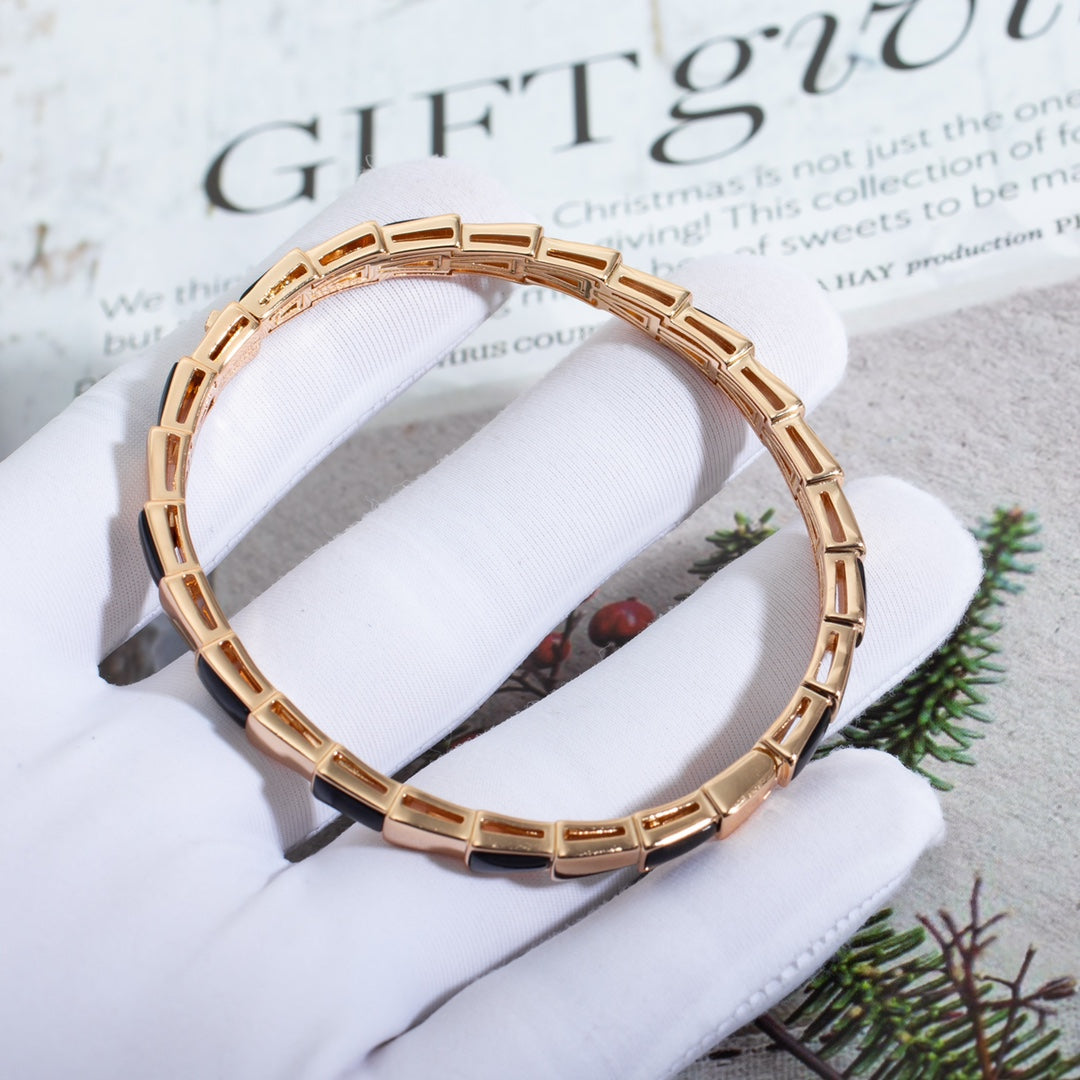 [Clover Jewelery]SERPENTI BRACELET PINK GOLD ONYX