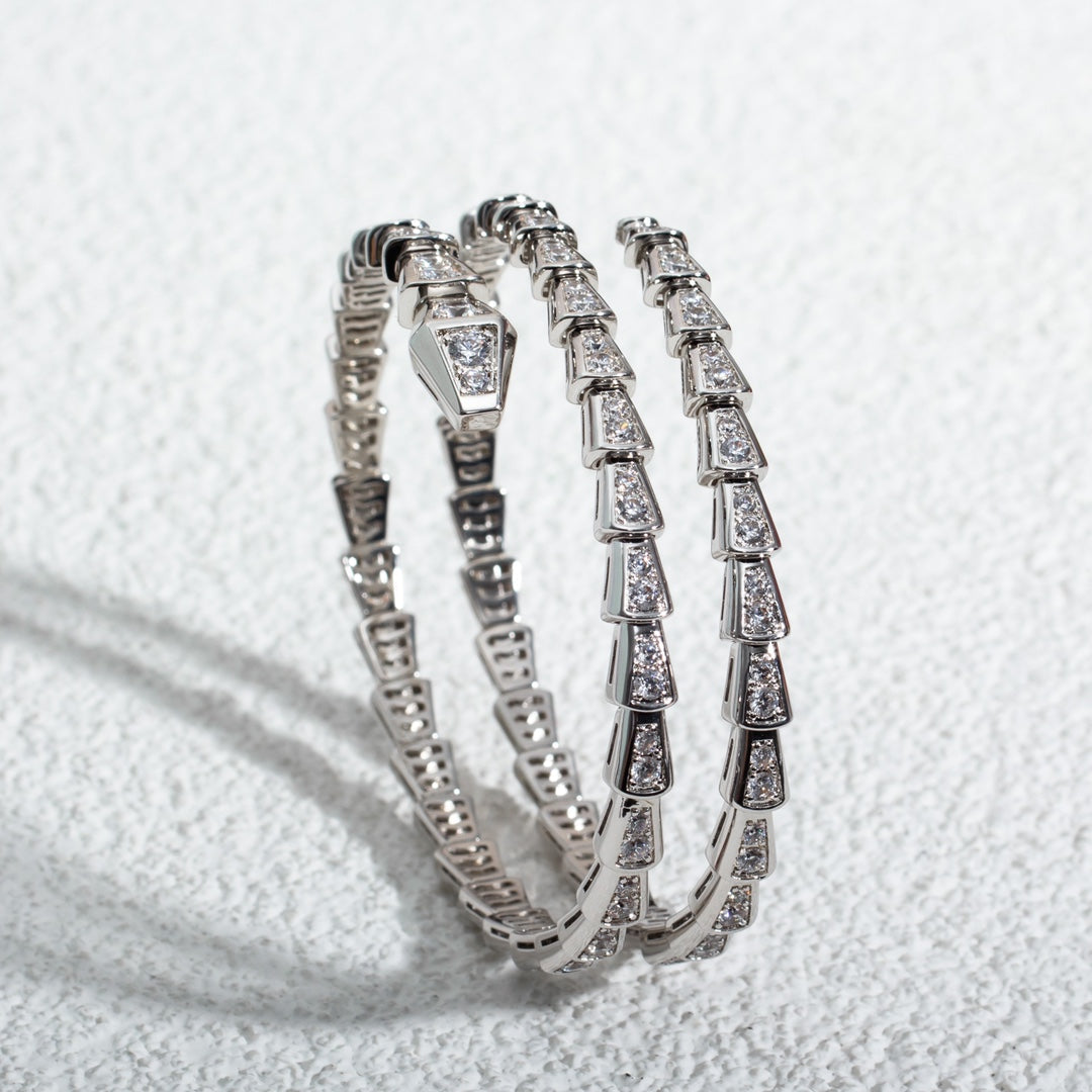 [Clover Jewellery]SERPENTI ARMBAND SILBER DIAMANT DOPPELREIHIG