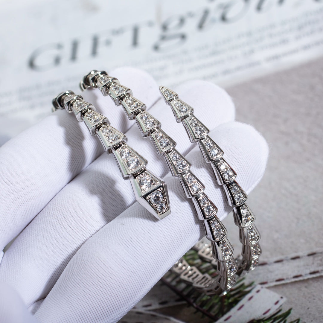 [Clover Jewelry]SERPENTI BRACELET SILVER DIAMOND DOUBLE ROW