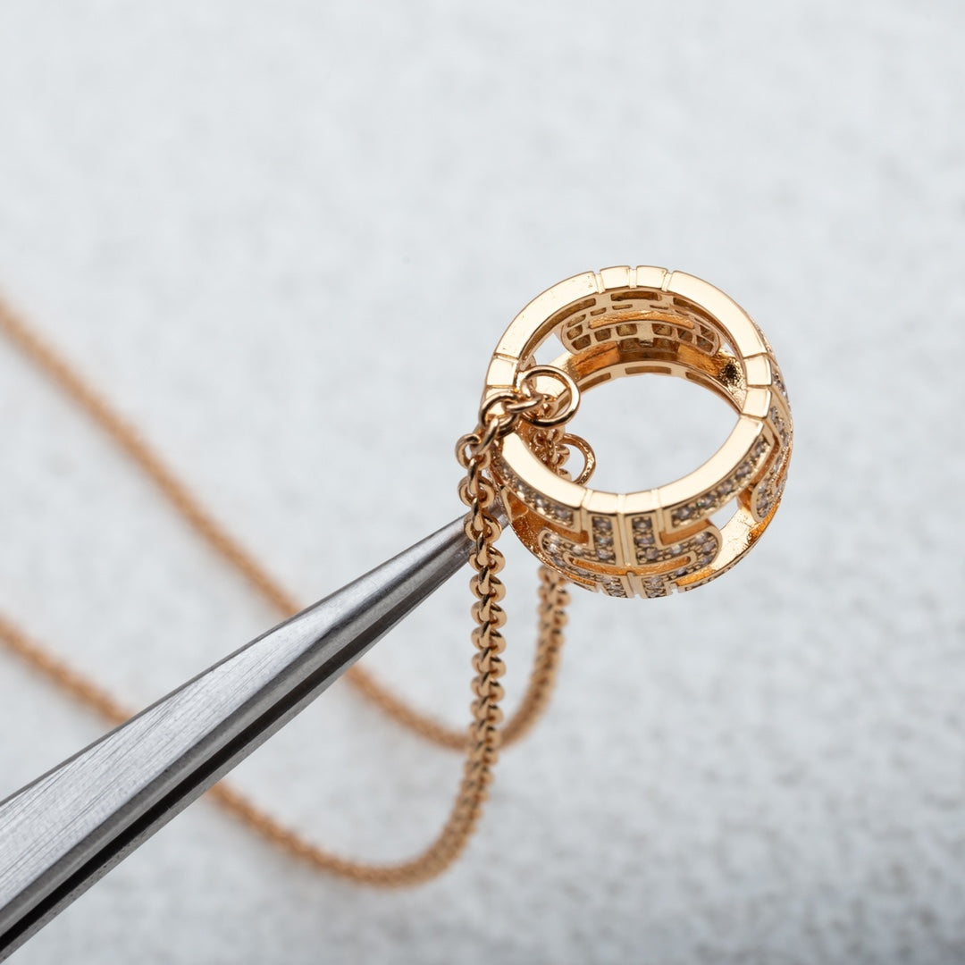 [Clover Jewelry]PARENTESI NECKLACE PINK GOLD DIAMOND