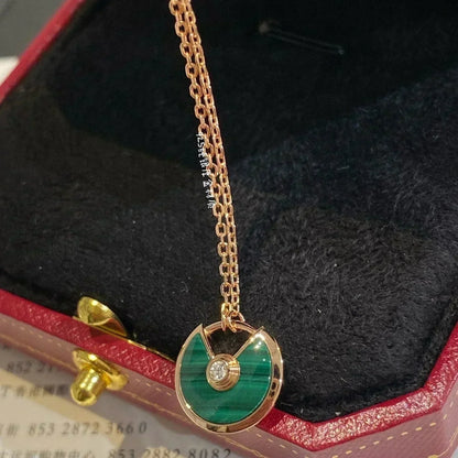[Clover Jewelery]AMULETTE ROSE GOLD MALACHITE NECKLACE