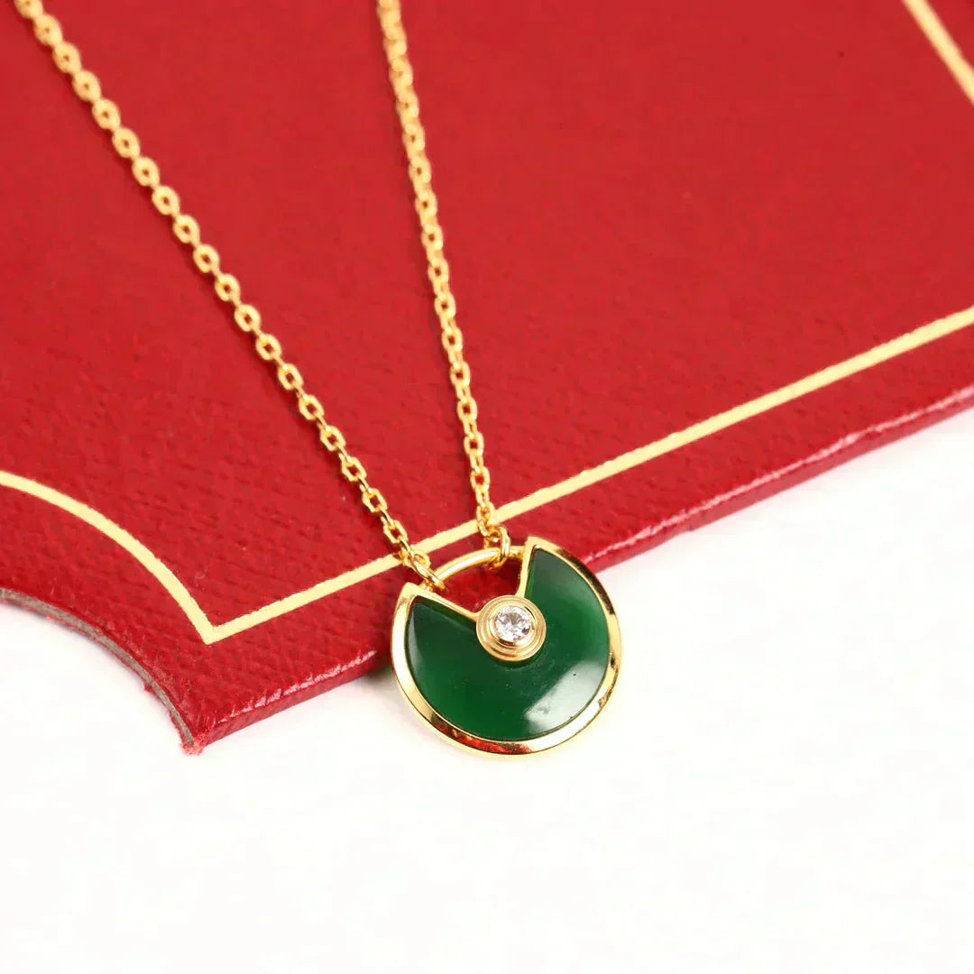 [Clover Jewelery]AMULETTE GOLD MALACHITE NECKLACE