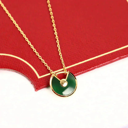 [Clover Jewelery]AMULETTE GOLD MALACHITE NECKLACE
