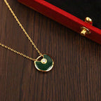 [Clover Jewelry]AMULETTE GOLD MALACHITE NECKLACE