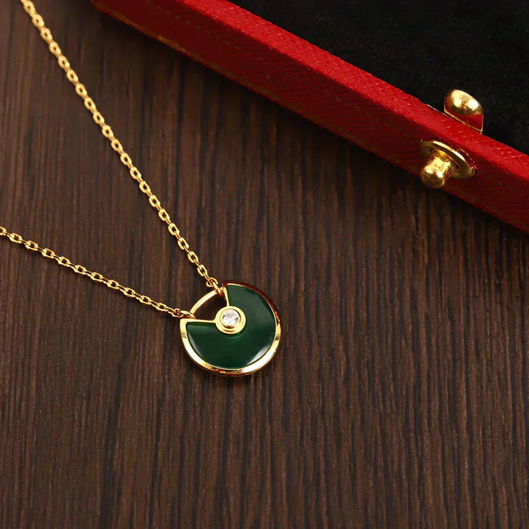 [Clover Jewelery]AMULETTE GOLD MALACHITE NECKLACE
