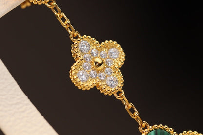 [Clover Jewelery]CLOVER EARRINGS GOLD MALACHITE DIAMOND 3 MOTIF