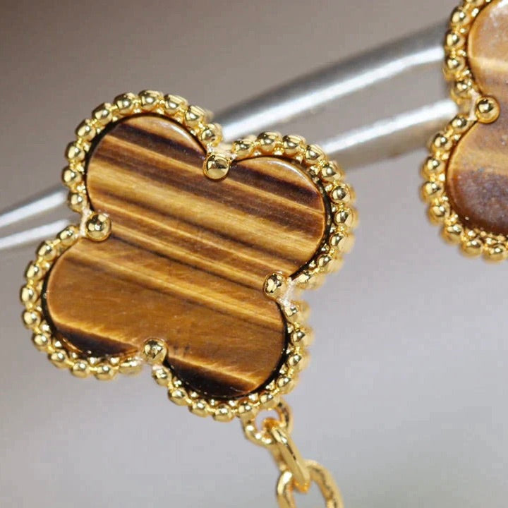 [Clover Jewelry]KLEEBATT 2 MOTIV TIGERAUGE KARNEOL OHRRINGE