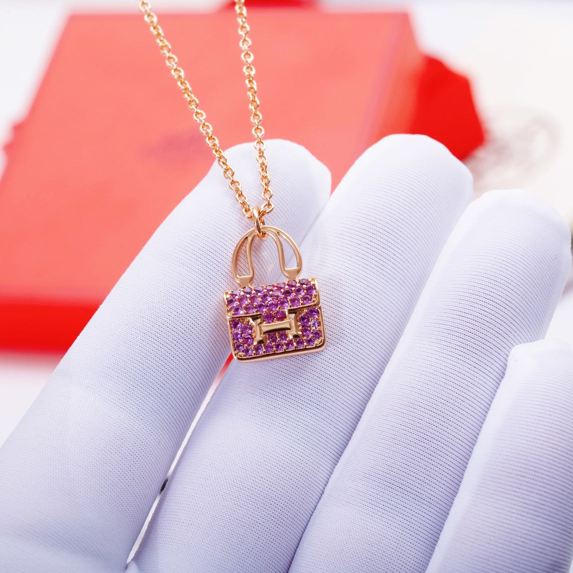 [Clover Jewelery]CONSTANCE PEDANT PURPLE DIAMOND NECKLACE