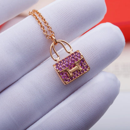 [Clover Jewelery]CONSTANCE PEDANT PURPLE DIAMOND NECKLACE