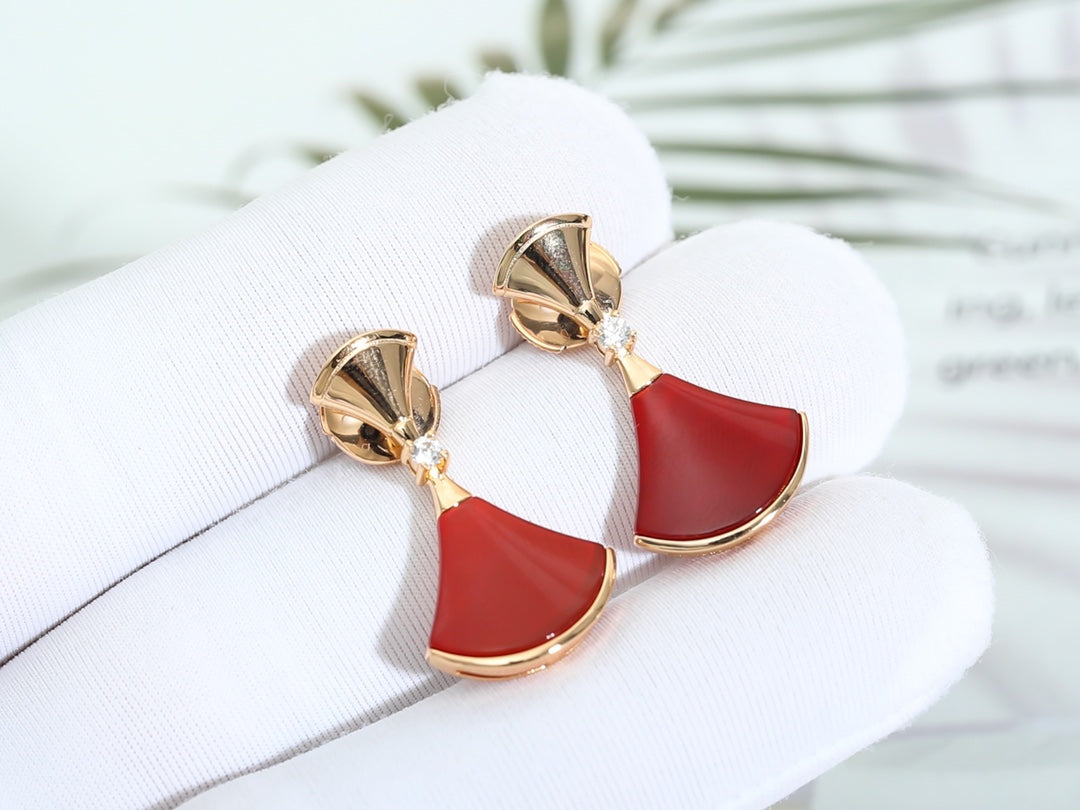 [Clover Jewelery]DREAM Carnelian PINK GOLD EARRINGS