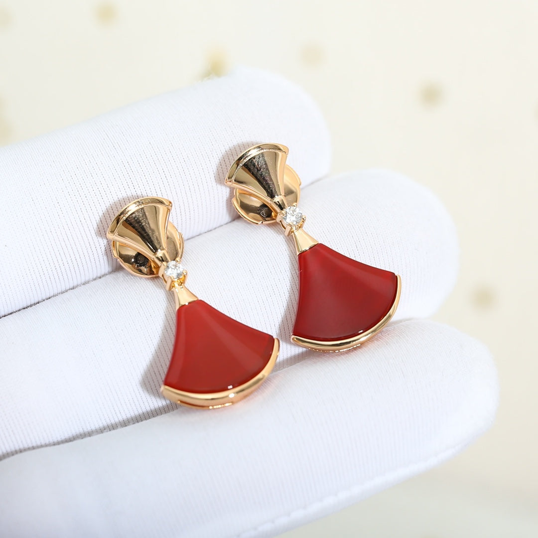 [Clover Jewelery]DREAM Carnelian PINK GOLD EARRINGS