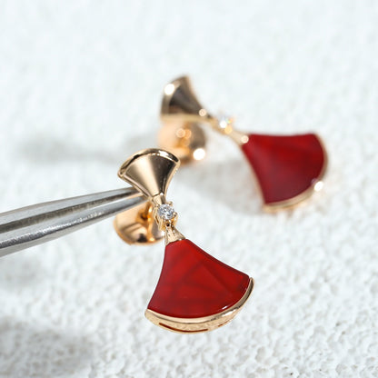[Clover Jewelery]DREAM Carnelian PINK GOLD EARRINGS