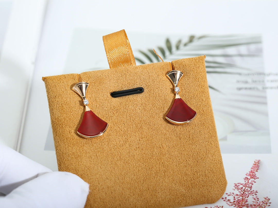 [Clover Jewelery]DREAM Carnelian PINK GOLD EARRINGS