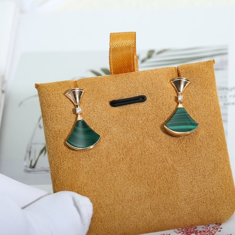 [Clover Jewelry]DREAM MALACHITE PINK GOLD EARRINGS