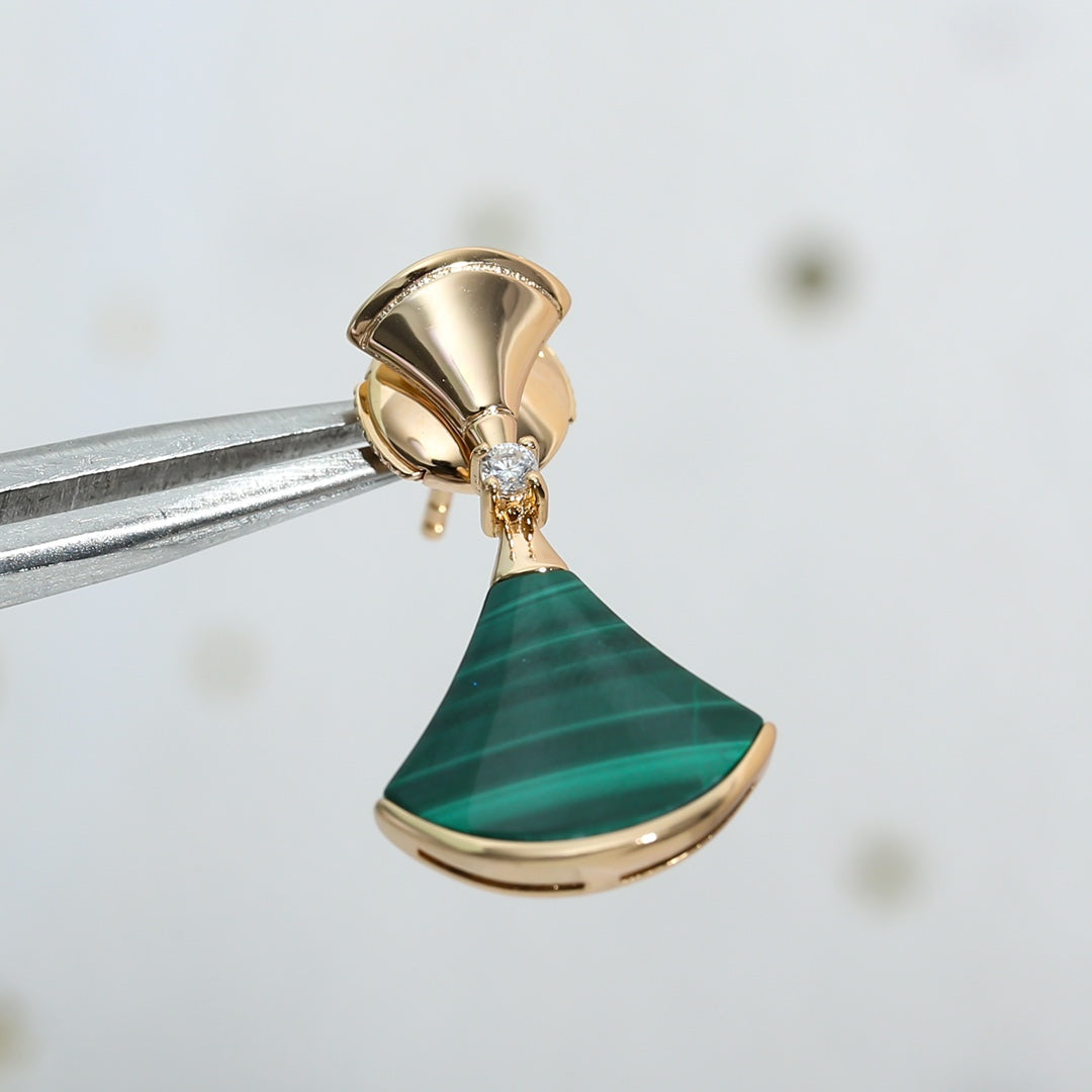 [Clover Jewelry]DREAM MALACHITE PINK GOLD EARRINGS