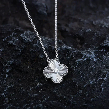[Clover Jewelery]CLOVER  15MM DIAMOND LASER NECKLACE SILVER