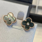 [Clover Jewelry]クローバーミディアム 1モチーフ グレーMOP ダイヤモンドピアス
