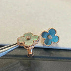[Clover Jewelry]クローバーミディアム 1モチーフ グレーMOP ダイヤモンドピアス